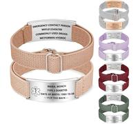 NXNB Custom Medical ID Bracelet for Men & Women,Personalized Engraved Silicone & Stainless Steel,Comfortable Adjustable Wristband for Diabetes, Epilepsy, Allergies, Autism (Elastic-khaki-A)