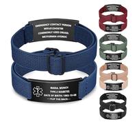 NXNB Custom Medical ID Bracelet for Men & Women,Personalized Engraved Silicone & Stainless Steel,Comfortable Adjustable Wristband for Diabetes, Epilepsy, Allergies, Autism (Elastic-Blue-B)