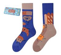 NxnChc Funny Novelty Socks with Unique Asymmetrical Bread Designs,Cute Personalized Socks with Playful Patterns Multi-colour Options, Comfortable and Soft Gifts for Women and Men