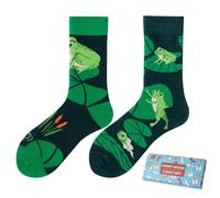 NxnChc Funny Novelty Socks with Unique Asymmetrical Frog Designs,Cute Personalized Socks with Playful Patterns Multi-colour Options, Comfortable and Soft Gifts for Women and Men