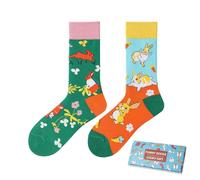 NxnChc Funny Novelty Socks with Unique Asymmetrical Hare and Flower Designs,Cute Personalized Socks with Playful Patterns Multi-colour Options, Comfortable and Soft Gifts for Women and Men