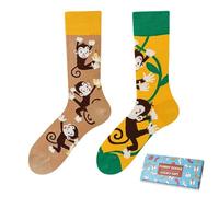 NxnChc Funny Novelty Socks with Unique Asymmetrical Little Monkey Designs,Cute Personalized Socks with Playful Patterns Multi-colour Options, Comfortable and Soft Gifts for Women and Men
