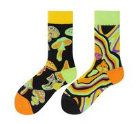 NxnChc Funny Novelty Socks with Unique Asymmetrical Mushroom Designs,Cute Personalized Socks with Playful Patterns Multi-colour Options, Comfortable and Soft Gifts for Women and Men