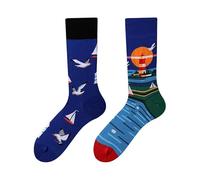 NxnChc Funny Novelty Socks with Unique Asymmetrical Seagull And Sailboat Designs,Cute Personalized Socks with Playful Patterns Multi-colour Options, Comfortable and Soft Gifts for Women and Men