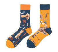 NxnChc Funny Novelty Socks with Unique Asymmetrical Stone Age Designs,Cute Personalized Socks with Playful Patterns Multi-colour Options, Comfortable and Soft Gifts for Women and Men