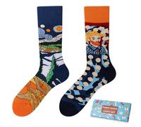 NxnChc Funny Novelty Socks with Unique Asymmetrical Vincent van Gogh-2 Designs,Cute Personalized Socks with Playful Patterns Multi-colour Options, Comfortable and Soft Gifts for Women and Men