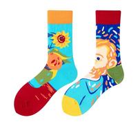 NxnChc Funny Novelty Socks with Unique Asymmetrical Vincent van Gogh Designs,Cute Personalized Socks with Playful Patterns Multi-colour Options, Comfortable and Soft Gifts for Women and Men