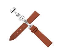 NXNONEPD 18/19/20/21/22mm Soft Ultra-thin Flat Grain Cowhide Watch Strap with Quick Release Butterfly Buckle