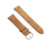 NXNONEPD 18/20/22/24mm Stainless Steel Pin Buckle Suede Leather Watch Strap Replacement with White Sewing Thread Decoration