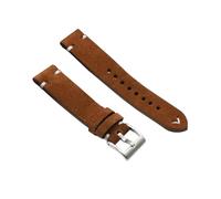 NXNONEPD 18/20/22/24mm Stainless Steel Pin Buckle Suede Leather Watch Strap Replacement with White Sewing Thread Decoration