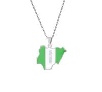NXNONEPD Accessories for men and women Africa Nigeria map necklace men's and women's drip oil pendant trend accessories Wedding anniversary, Valentine's Day, Christmas birthday gift