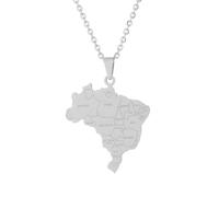 NXNONEPD Accessories for men and women Fashion Brazil map and city necklace men and women couple pendant sweater chain Wedding anniversary, Valentine's Day, Christmas birthday gift