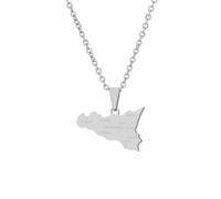 NXNONEPD Accessories for men and women Map of Sicily, Italy with city necklace couple style celebrity style pop necklace Wedding anniversary, Valentine's Day, Christmas birthday gift