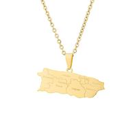 NXNONEPD Accessories for men and women Puerto Rico map with city pendant necklace unisex couple necklace accessories Wedding anniversary, Valentine's Day, Christmas birthday gift