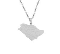 NXNONEPD Accessories for men and women Saudi Arabia map with city pendant necklace men and women couple fashion trend new accessories Wedding anniversary, Valentine's Day, Christmas birthday gift