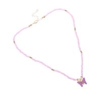 NXNONEPD Butterfly Pendant Bead Choker Necklace Colorful Rice Beads Jewelry for Summer Parties Durable Construction Unique Fashion Style