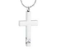 NXNONEPD Cremation Jewelry Birthstones Cross Urns Pendant Memorial for Human Pet Ashes Locket Keepsake for Women Men