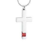 NXNONEPD Cremation Jewelry Birthstones Cross Urns Pendant Memorial for Human Pet Ashes Locket Keepsake for Women Men