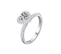 NXNONEPD Engagement Ring White for Women, 18K Engagement Band Women Heart Ring with Lab Grown Diamond 0.5ct Rings