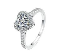 NXNONEPD Engagement Ring Women White, 18K Wedding Rings Anniversary Heart Ring with Lab Grown Diamond 1ct Rings