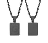 NXNONEPD Long Chain, Little Girls Necklace Other Chain Type Stainless Steel Letter Square Pendant Design Engagement Necklace for Women