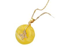 NXNONEPD Men's and Women's Accessories Round Butterfly Colored Stones Chinese Pendant Neckalces Traditional Culture Jewelry style Father's Day Mother's Day Christmas Birthday Gift