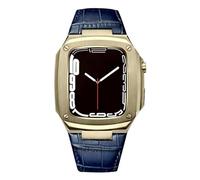 NXNONEPD Metal Case+Leather Strap For 40mm 45mm Modification Kit Luxury Calfskin Band For iWatch SE 6 5 4, Fhx-98k