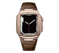 NXNONEPD Metal Case+Leather Strap For 40mm 45mm Modification Kit Luxury Calfskin Band For iWatch SE 6 5 4, Fhx-98k