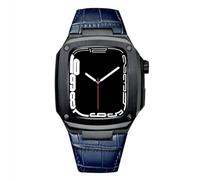 NXNONEPD Metal Case+Leather Strap For 40mm 45mm Modification Kit Luxury Calfskin Band For iWatch SE 6 5 4, Fhx-98k