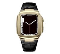 NXNONEPD Metal Case+Leather Strap For 40mm 45mm Modification Kit Luxury Calfskin Band For iWatch SE 6 5 4, Fhx-98k