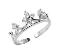 NXNONEPD Rings For Girls,SSterling Silver Silver Ring For Women Ripple Crown Inlaid Zirconia Adjustable Open Knuckle Tail Ring Finger Joint Jewelry For Lady Girls Wedding Valentine'S Day Gift