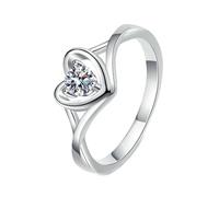 NXNONEPD Rings for Women 18 K White, Wedding Rings Bands Heart Ring with Round Lab Grown Diamond 0.3ct Ring