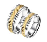 NXNONEPD Unique Wedding Ring Men, Bicolor Men and Woman Promise Rings, Stainless-Steel Ring Unique for Boyfriend