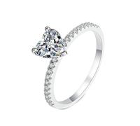 NXNONEPD White Engagement Rings Women, 18K Wedding Rings for Women Band Heart Ring with Lab Grown Diamond 2ct Ring