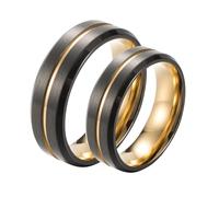 NXNONEPD Women Rings Trendy, Groove Promise Rings Couples, Stainless-Steel Promise Ring Matching for Anniversary