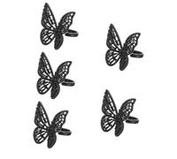 NXNONEPD Zircon Butterfly Open Ring Bee Dangling Star Non Butterflies Studs Sleeper Hoops Spinner Engagement Rings Women Rings for The Ring Fashion Ring Black Alloy