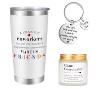 NXPOY Stainless Steel Tumbler - 20oz (White) - Gift Set for Coworker, Employee Appreciation, Birthday - Includes Tumbler, Lavender Candle, Keychain