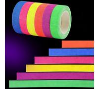 NXPUXP 6 Pack Neon Gaffer Cloth Tape,Fluorescent Cloth Tape,6 Colors,Fluorescent UV Blacklight Glow in The Dark Tape for UV Party(0.6 inch x 16.5 feet)