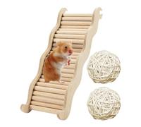 NXPWRC 1 Piece of Hamster Ladder, 2 Pieces of White Sepak Takraw Balls, Wave Ladder, Wooden Ladder, Pet Ladder, Hamster Habitat Ladder, Hamster Climbing Toy