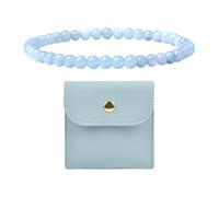 NXPWRC 1 Piece Stone Bead Bracelet, 1 Piece Jewelry Bag, Women's Stone Bead Bracelet, Simple and Versatile Bracelet, Fashionable Stone Bead Bracelet, Blue Bead Bracelet
