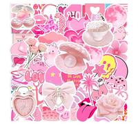 NXPWRC 100 Pieces Of Pink Graffiti Stickers, Cute Cartoon Style, Pink Theme, Handbook Decoration, Easy To Apply, Waterproof And Durable, Suitable For Diy Creative Decoration