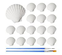 NXPWRC 16 Pieces Of Seashells And 2 Pieces Of Paintbrushes, Shell Decoration, Shells For Crafts, Fish Tank Decoration Shells, Diy Ocean Theme Craft Materials