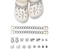 NXPWRC 18 Pieces Of Rhinestone And Diamond Shoe Accessories, Shoe Upper Shiny Chain Ornaments, Glittering Shoe Accessories, Shoe Jewelry Accessories, Suitable For Adult And Teenager Shoe Decorations