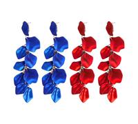 NXPWRC 2 Pairs of Petal Earrings, Fashionable Retro Earrings, Long Pendant Earrings, Elegant Women's Earrings, Clothing Accessories (Red, Blue)