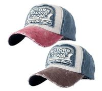 NXPWRC 2 Pieces Of Baseball Caps, Color-Blocked Baseball Caps, Washed Distressed Baseball Caps, Outdoor Sun Hats, Patch-Coated Peaked Caps, Adjustable Retro Baseball Caps