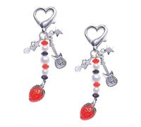 NXPWRC 2 Pieces Of Strawberry Beaded Keychains, Cute Decorative Pendants, Bag Pendants, Mobile Phone Pendants, Girls Keychains, Creative Keychains