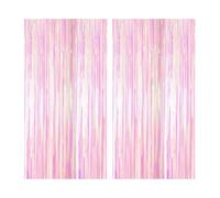 NXPWRC 2 Pieces Rainbow Foil Tassels, Colorful Tinsel Tassels, Rainbow Tinsel Curtain Decorations, Pink Tassel Decorations, Suitable For Birthdays, Parties, Proms