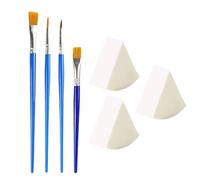 NXPWRC 3Pcs Makeup Sponges, 4Pcs Painting Brushes, Triangular Face Painting Sponge, Makeup Sponge Puff, Face Paint Brush, Body Painting Brush Set, Art Painting Set