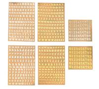 NXPWRC 6 Sheets Mini Alphanumeric Stickers, Metal Stickers, Diy Decorative Stickers, Self-Adhesive Letter Stickers, Glitter Letter Stickers