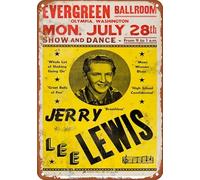 Nxsbns 1954 Jerry Lee Lewis Show And Dance Poster Vintage Metal Tin Sign Aluminum Sign Art Wall Decor 12 X 8 Inch Bedroom Kitchen Cafe Pub Plaque
